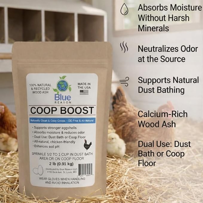 Coop Boost Ultra-Soft Wood Ash for Chickens | Natural Chicken Dust Bath & Coop Additive | Moisture Absorber, Odor Control, Bedding Booster | Safe DE Alternative | 2 lb Bag