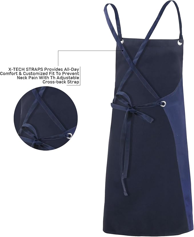 Strongarm Welding Aprons - FR Cotton & Split Leather Options - X-Tech Cross-Back Straps - Pockets - 24x36 / 24x42