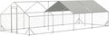 IchbinGo Large Metal Chicken Coop with Waterproof Cover, Walk-in Metal Poultry Cage Spire Shaped Coop, Chicken Run Duck House with Anti-UV Cover for Outdoor Backyard Farm (10' L x 25.5' W x 6.56' H)