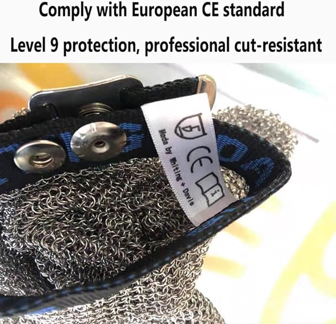 Metal Cut Resistant Chainmail Gloves, Food Grade Safety Chef Meat Cutting Safety Work Gloves, Easy to Clean (Size : 1PCS/XS)