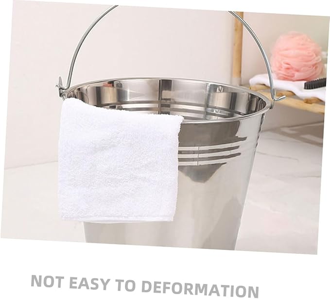 Mobestech 304 Stainless Steel Large Capacity Pickup Bucket with Lid Multipurpose Water Storage Container for Milk Ice Cubes Sturdy Design for Farm and Household Use