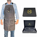 Mt Diablo 16oz - Woodworking Apron - Work Apron with Duck Weave Paraffin Waxed Canvas, Genuine Leather - Fits XS-XL
