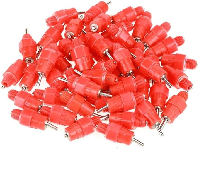 50Pcs Chicken Nipple Feeder, Automatic Chicken Waterer Nipple Drinker Feeders, Water Drinker Duck Hen Poultry Drinker, Fowl Drinker Kit for Chicken Quail Duck