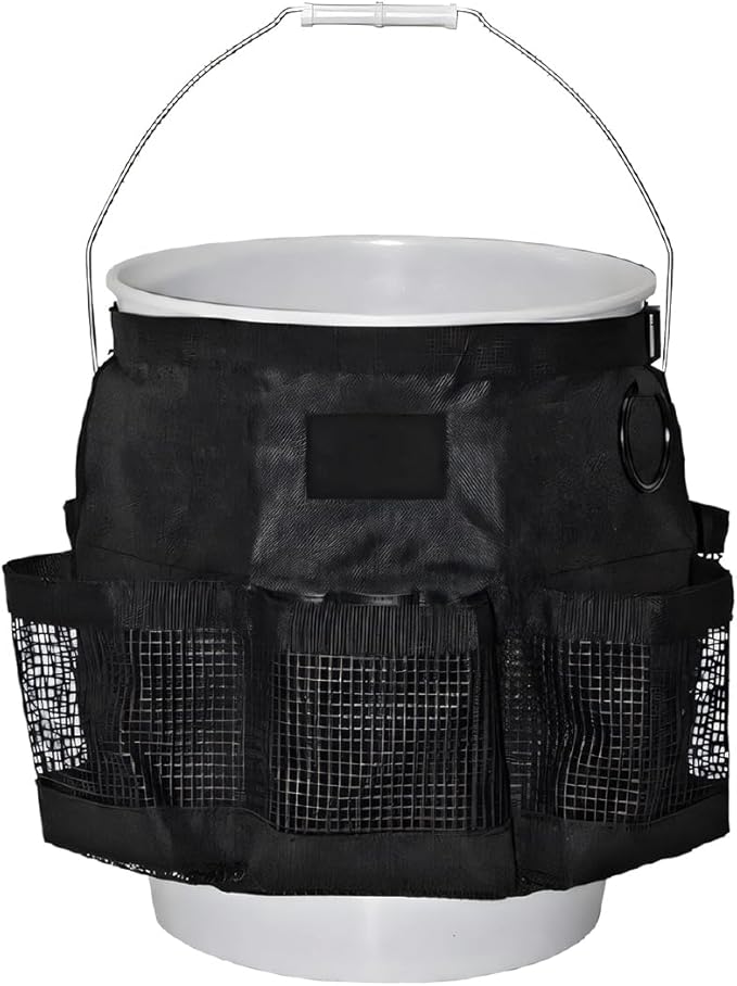 5 Gallon Bucket Tool Organizer Bag, Multi-Purpose Car Bucket Wash Tool with Mesh Storage Pockets, Universal Vehicle Cleaning Supplies Accessories for Home, Gardening, Fishing