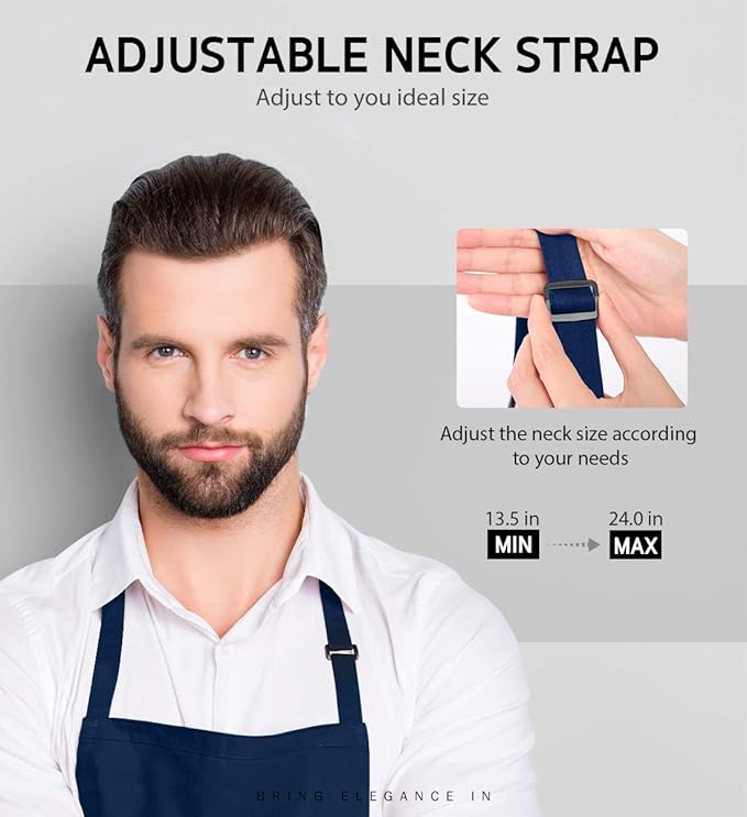 Syntus Adjustable Bib Apron with 2 Pockets Cooking Kitchen Aprons for Women Men Chef
