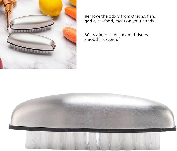 Vegetable Cleaning Brush, Stainless Steel Efficient Odor Removal Potato Brush Vegetable Scrubber Fingernail Brushes for Food