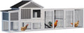 Large Wooden Chicken Coop for Outdoor Use with Run, Waterproof Roof, Anti-UV Protection, Removable Tray, and Nesting Box for 2-4 Hens (Gray + Wood)