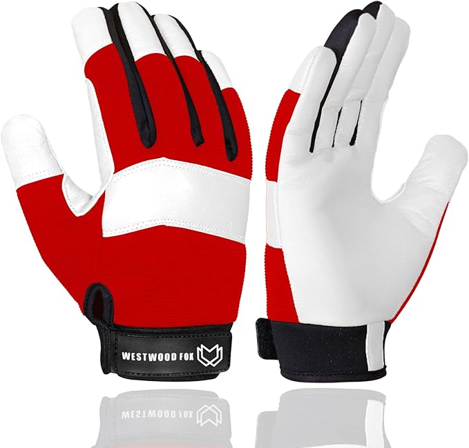 WESTWOOD FOX Gardening Working Gloves Leather Safety Thorn Proof Gloves for Mens & Women Flexible Heavy Duty Mechanic Gloves