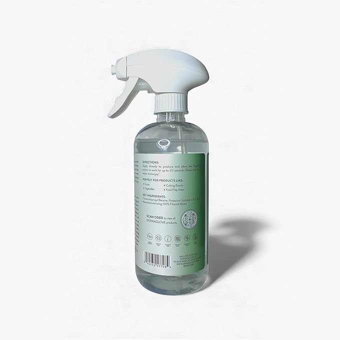 DERMAGLOVE Safe To Eat - Produce & Food Contact Cleaner Spray for Fruits, Veggies & Prep Areas - 16 Fl Oz (Pack of 1)