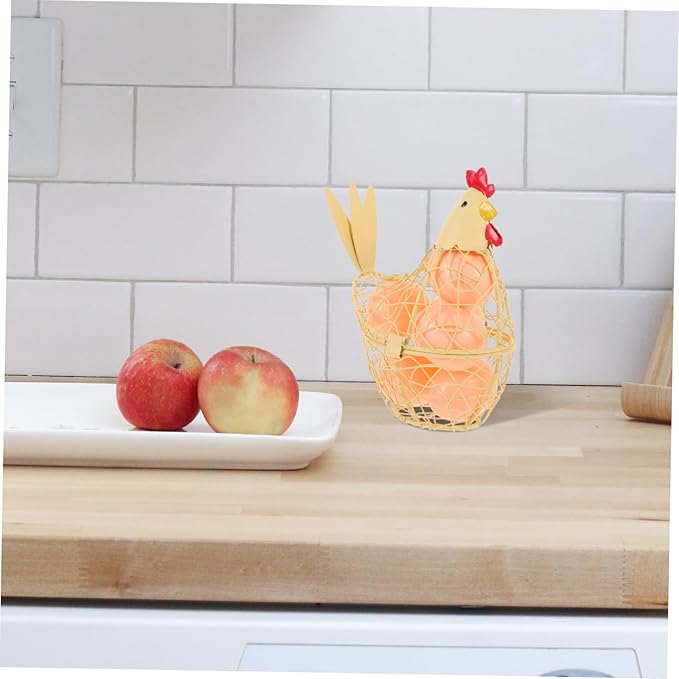 Hen Shape Egg Basket Wire Kitchen Storage Basket for Countertop Organization and Home Decoration 3.94X5.91X3.94 Inches