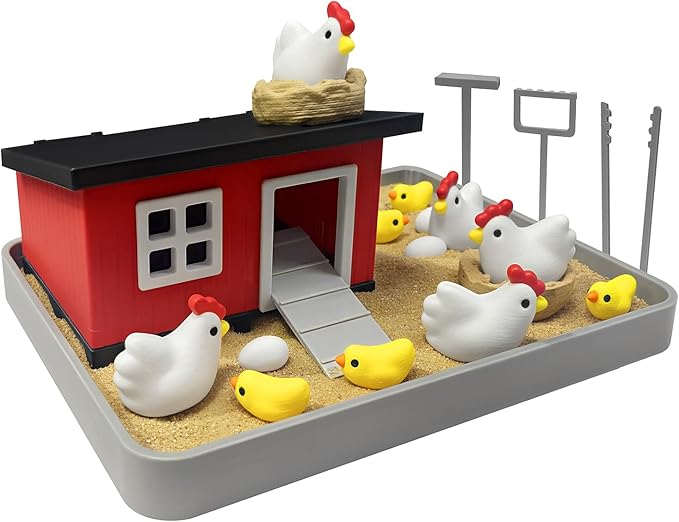 Chicken Zen Garden Kit for Desk, Funny Offices Desk Accessories, Desktop Zen Sand Garden Decor, Chicken Lovers Themed Gifts for Friends, Coworkers, Bosses, Birthday