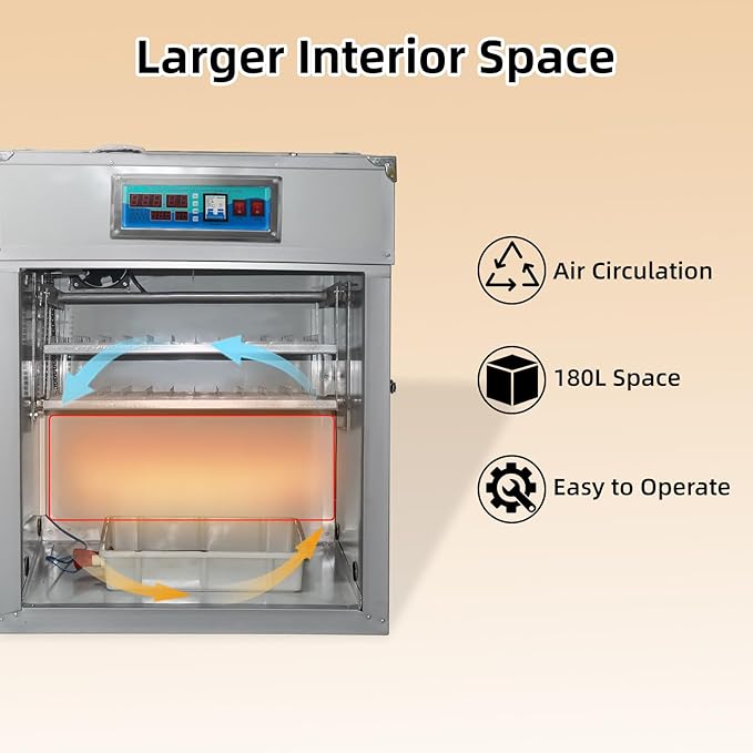 XKV 176 Egg Incubator with Automatic Egg Turning,Temperature Control and Humidity Control,Hatching Eggs,Chicken,Ducks,Poultry,Industrial Brooding Machine Chicken Incubator for Farm,Lab,Home,Indoor