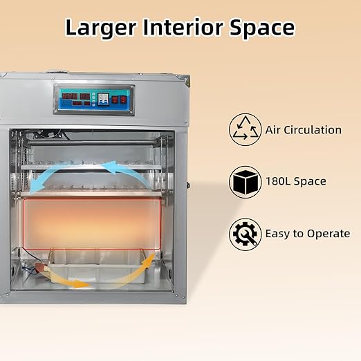 XKV 176 Eggs Incubator with Automatic Egg Turning,Temperature Humidity Control,Automatic Digital Egg Hatcher,For Chick,Duck,Poultry,Industrial Brooding Machine Chicken Incubator for Farm,Home,Indoor