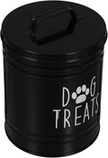 Airtight Large Dog Food Storage Container with Lid, Black Metal Pet Treat Canister for Kitchen Countertop, Sturdy Dry Dog Food and Puppy Grain Storage Bin