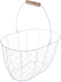Hobby Lobby Chicken Wire Easter Basket with Wooden Handle, Metal and Wood, 7.5" H x 13" W x 8.25" D (White)