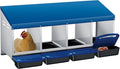 Chicken Nesting Boxes, Metal Rollaway Chicken Nest Box with Rollout Egg Collection, Removable Tray & Nesting Pads, Egg Laying Box for Chicken Coop Hens, Wall Mount or Standing, 4 Compartments, Blue