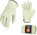 Vgo... 3-Pairs Unlined Men's Pigskin Leather Work Gloves, Drivers Gloves (Size XL, Light Cyan, PA9501)