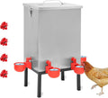 Chicken Waterer 3 Gallons,Stainless Steels Automatic Chicken Waterer ,Poultry Watering No Waste 4 Water Cups Chicken Waterer and 4 Horizontal Automatic Chicken Nipples,with Latch and Bottom Bracket