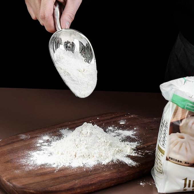 Ice Scoop for Freezer Stainless Steel bean Flour Utility Scooper for Ice Maker Kitchen Bar Party Wedding, Heavy Duty, Dishwasher Safe 6 OZ Utility Flour Scoop (Straight Handle-1pc)