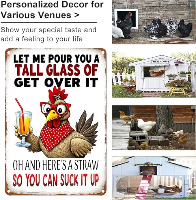 Funny Chicken Gifts Chicken Cluck Around and Find Out Tin Sign for Home Farm Chicken Coop Farmhouse Kicthen Garden Decor 8 X 12 Inch