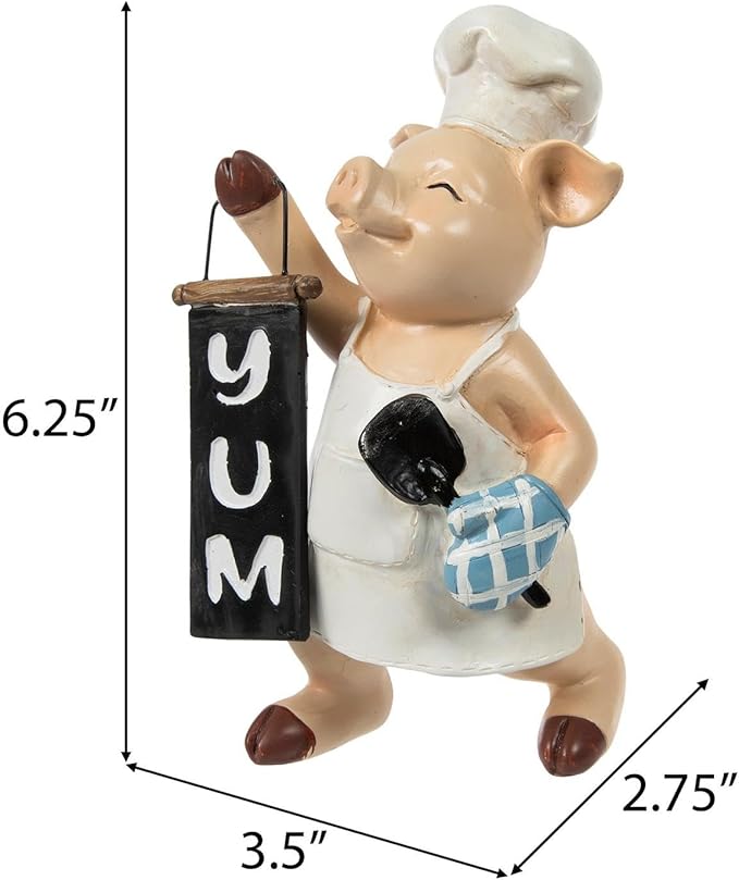 Hobby Lobby Farm Animal Kitchen Figurines, Farmyard Friends, Home Kitchen Coffee Bar Office Decor (Chef Pig Holding Sign)