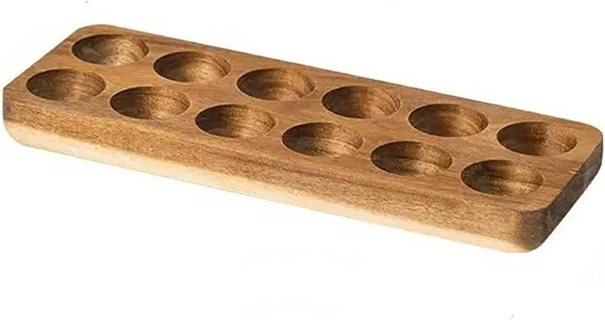 Solid Wood Egg Holder Countertop Wooden Egg Tray to Hold Fresh Eggs Rustic Egg Storage Rack Deviled Egg Plates for Countertop Display Kitchen Organization Refrigerator Storage (12 Eggs)