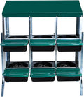 6 Compartment Metal Chicken Nesting Box, Automatic Roll-Out Egg Collection, Waterproof Galvanized Steel Laying Box with Perch & Wall Mount, for Hens Ducks Rabbits, Green