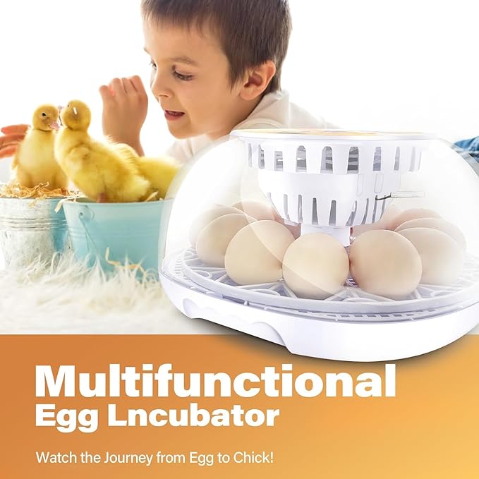 12 Egg Incubators for Hatching Eggs | with Auto Egg Turner, Temp & Humidity Control | 360° Viewing for Chicken, Duck, Quail Eggs | Ideal for Farm, School, Home