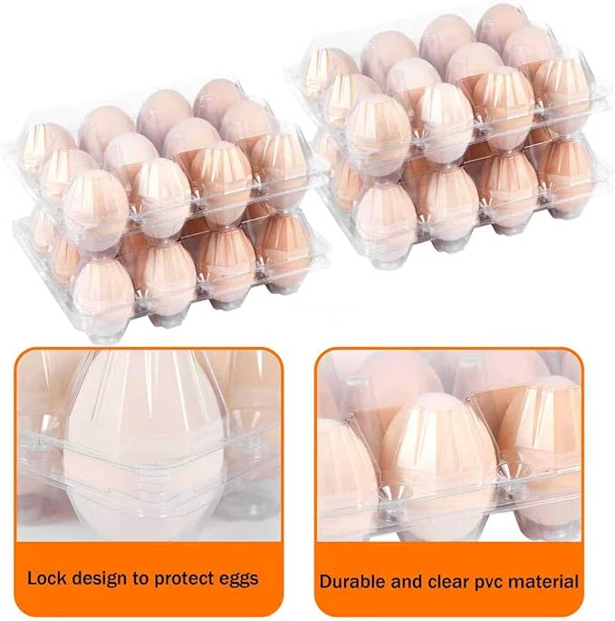 150 Pack 12 Count Plastic Egg Cartons - Bulk Cheap Clear Reusable Egg Containers for Chicken Eggs, Dozen Egg Storage Solutions. (150)