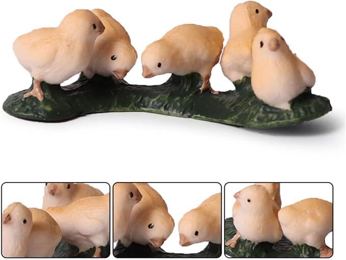 Farm Animals Figures, 5 Piece Simulated Farm Chicken Animal Statue Realistic Chicken Farm Animals Figures Cake Topper, Chicken Model Easter Egg Christmas Birthday Gift
