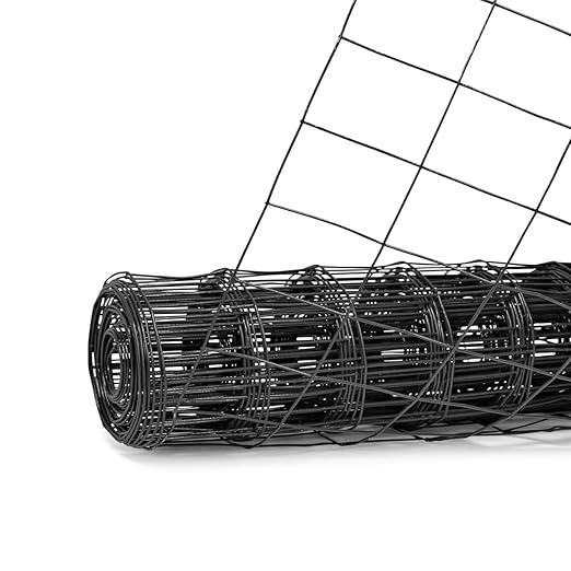 Fencer Wire 16 Gauge Green Vinyl Coated Welded Wire Mesh Size 2 inch X 3 inch, Black, 6 ft x50 feet