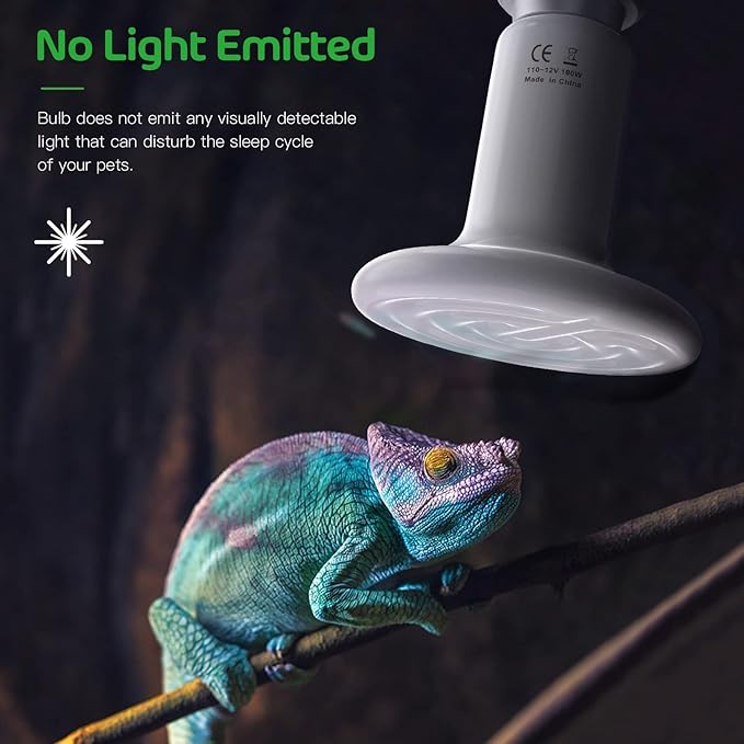 HealSmart Reptile Heat Lamp Bulb Ceramic Heat Emitter 100W No Light Emitting Brooder Coop Heater for Amphibian Pet & Incubating Chicken, White (Pack of 3)