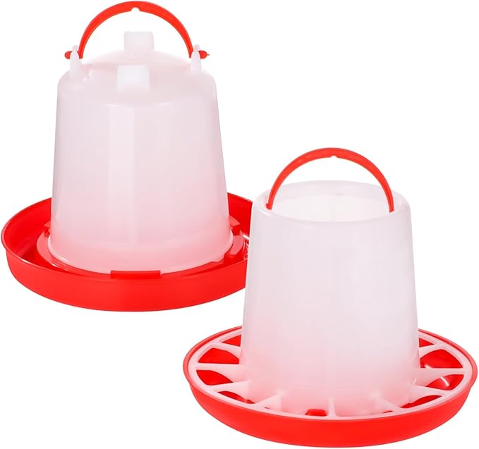 Chick Feeder and Waterer Set, 1.5 L Poultry Drinkers & 3.3 lbs Feeders, Hanging Plastic Poultry Containers for Chickens, Turkeys, Ducks and More
