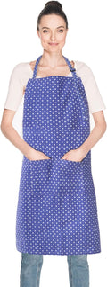 Aprons for Women with 2 Pockets, Adjustable Floral Cotton Kitchen Apron for Cooking Baking,Chef Apron, Artist or Garden Apron (Blue Floral)