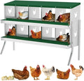 Chicken Nesting Box,10 Holes Galvanized Steel Metal Chicken Laying Box with Automatic Roll-Away Egg Collection System & Removable Tray,Wall Mount Nesting Boxes