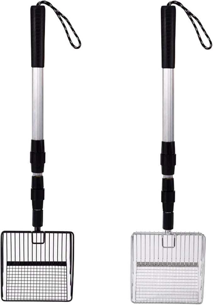 MOTUZP Chicken Poop Scooper Chicken Coop Rake Large Metal Chicken Coop Cleaning Tools 3-in-1 Stretchable Chicken Poop Scooper (22 to 42 in) for Chicken Coop Cleaning Supplies