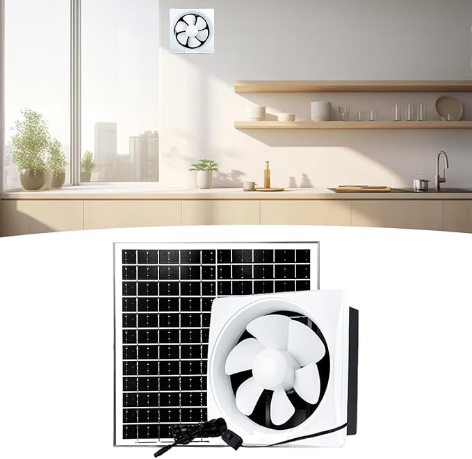 Solar Powered Fan Kit, Easy to Use Effective Solar Exhaust Fan, Wall Mount Ventilation for Outside Chicken Coop, 10inch Fan 20W Solar