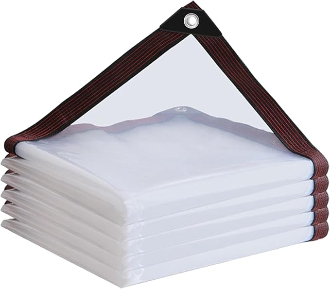 Clear Tarp Waterproof 5x6-Heavy Duty Plastic Tarps,Vinyl Transparent Tarpaulin with Grommets,Outdoor Small&Large Tarp Cover for Chicken Coop/Greenhouse/Camping/Plant/Patio