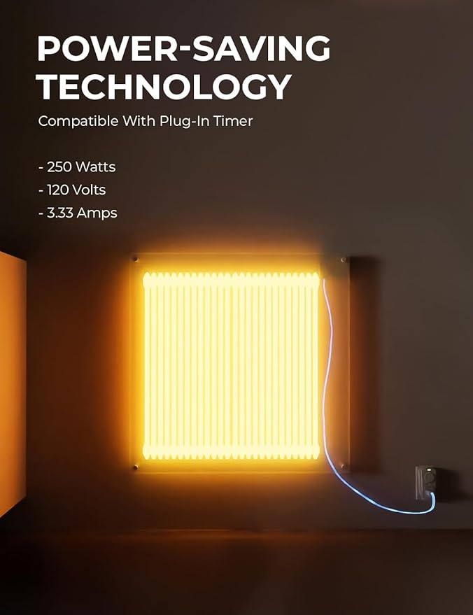 EconoHome Wall Mount Space Heater Panel - with Thermostat - 250 Watt Splashproof Convection Heater - Ideal for 100 Sq Ft Room or Bathroom - 120V Electric Heater - Updated Model