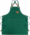 Chef Apron with Large Pockets for Women Men, Cotton Canvas Cross Back Water Repellent Adjustable Work Apron