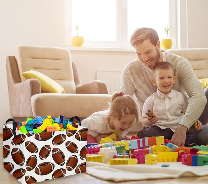 Rectangular Football Baskets Kids Storage Bins Baby Boy Basket Kids Toy Storage Bin Organizer Box Football Room Decor for Home(Football Basket)