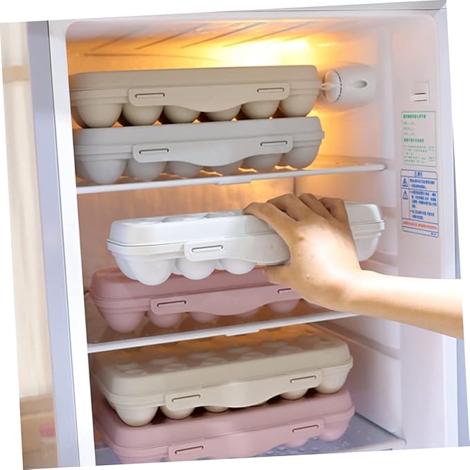 2Pcs Stackable Egg Storage Container Shatterproof Khaki Egg Holder for Refrigerator for Organizing Eggs and Maximizing Space Fridges