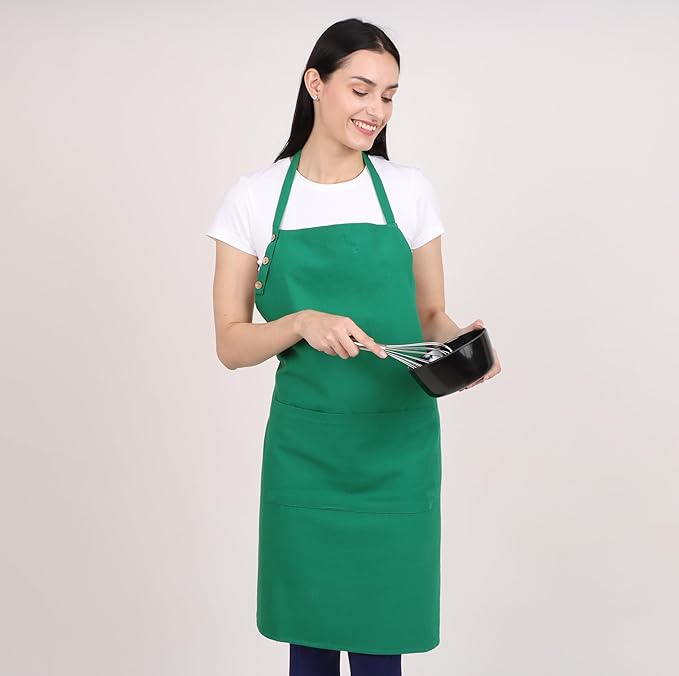 Kitchen Apron Cotton Waterdrop Resistant with adjustable Aprons for Women with Pockets 9 Color option Cooking