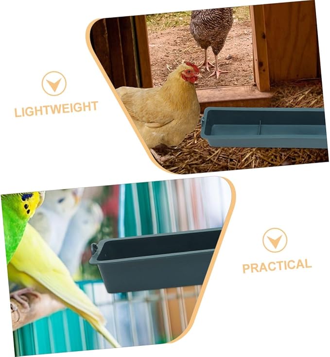 TOYANDONA 2pcs Hanging Chicken Feeder with Anti-Spill Design, Thickened Plastic Rectangular Feed Trough for Poultry, Suitable for Chickens, Ducks, Pigeons, and Parakeet Cage Feeding