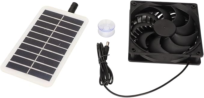 2W Solar Chicken Coop Exhaust Fan Set Air Circulation Fan Easily Install for Pet House, RV Multifunctional Accessories