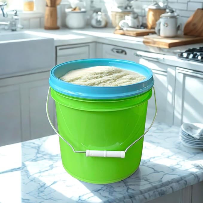 House Naturals 2 Gallon Food Grade - BPA Free Made in USA Buckets Lime Color pails with Screw On Gasket Lids (3, Lime - Aqua lids)