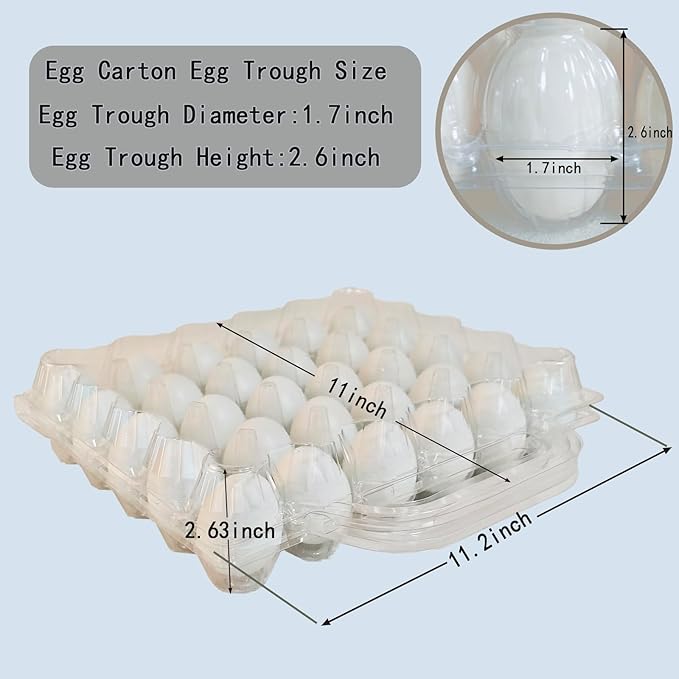 30 Pack Handheld Disposable Giant Plastic Egg Cartons, 5 Rows And 6 Columns (30 Eggs) extra large Clear plastic egg cartons, egg cartons cheap bulk.