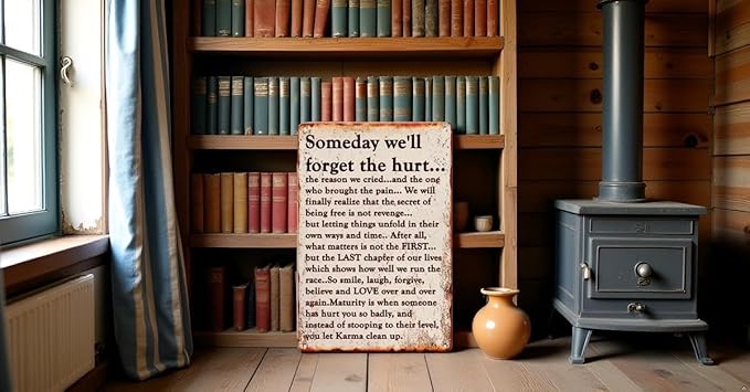 Sarcastic Vintage Metal Sign – “One Day We Will Forget the Hurts” Funny Wall Decor (8''x12'') – Aluminum Tin Sign for Outdoor, Porch, Garage, Home, Bar, Café, Club, Farm, and Garden Decoration