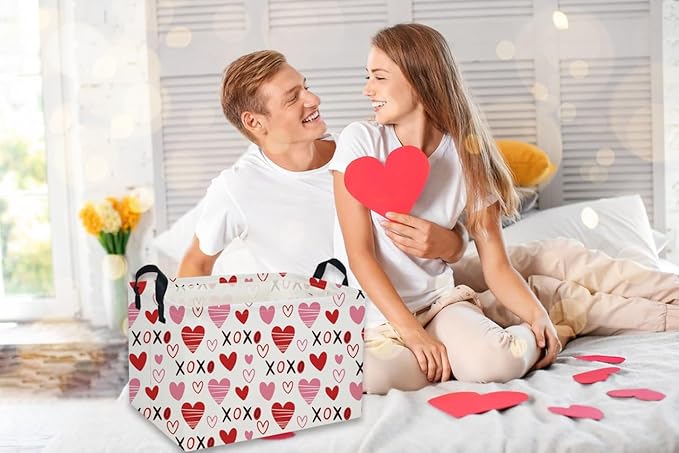 Rectangular Kids Baskets,Heart Basket,Cute Baskets Kids Storage Bin Baby Toy Organizer Box Love Room Decor for Home(XO heart )