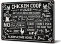 Heuhuww Vintage Chicken Coop Rules Tin Sign for Farm Home Rooster Decor for Outdoor Farm Fence Hen House 12"x 8" (H11)